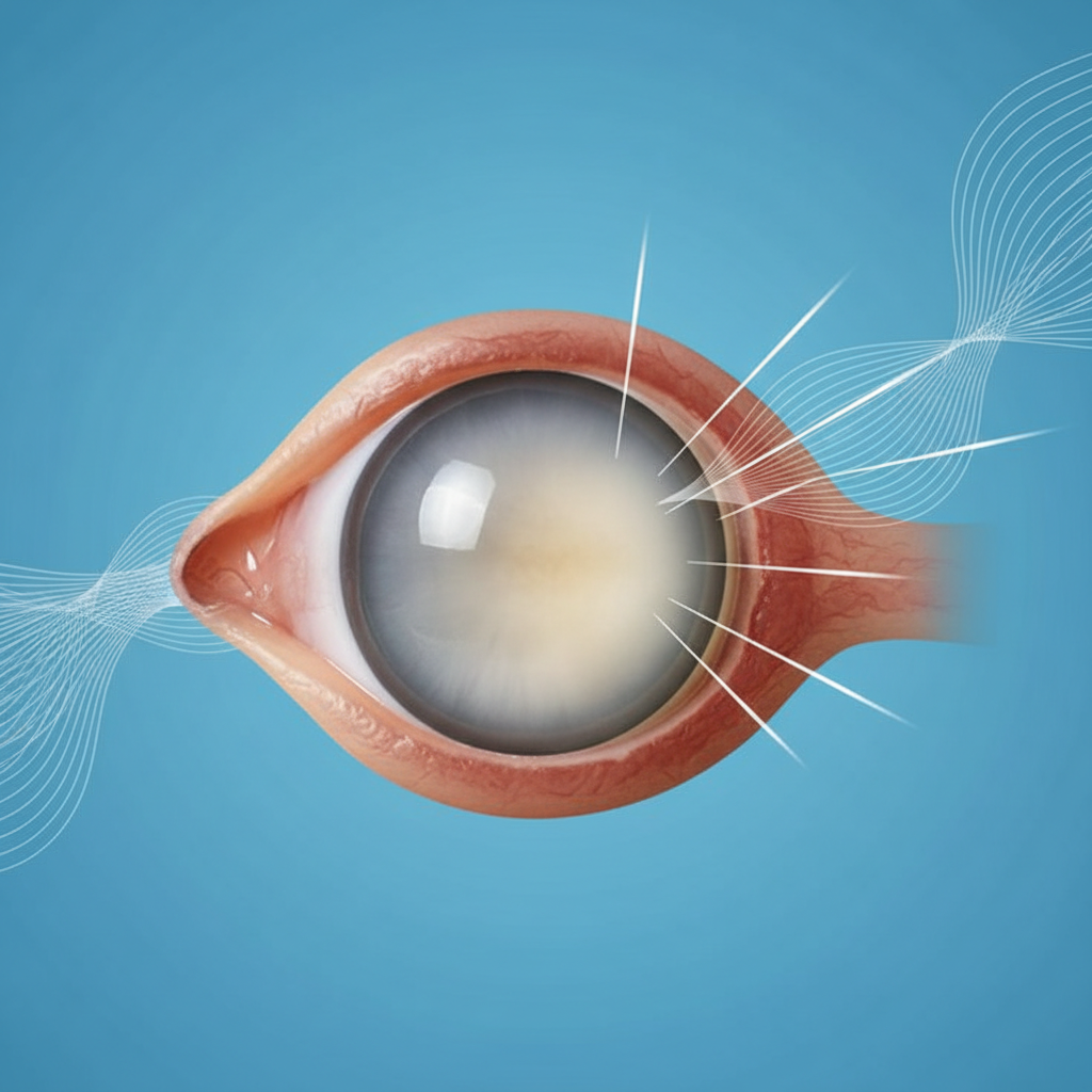 Kataraktın göz merceğinde oluşturduğu bulanıklığın şematik gösterimi